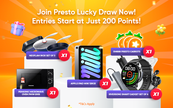 Join Presto Lucky Draw Now! Entries Start at Just 200 Points!